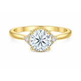 14K Yellow Gold 1.08CTW Round Brilliant Lab Grown Diamond Ring with Side Accents