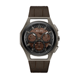 Bulova Curv Watch with Brown Dial and Leather Strap
