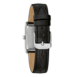 Caravelle Crystal Square Face Watch with Black Leather Strap