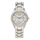 Citizen Crystal Two-Tone Eco-Drive Watch with Silver Dial