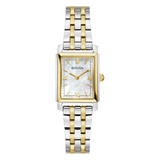 Bulova Sutton Two-Tone Square Face Watch with Mother of Pearl Dial