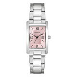 Caravelle Dress Square Face Watch with Pink Dial