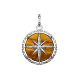 Thomas Sabo Blackened Sterling Silver Compass Tiger's Eye Pendant
