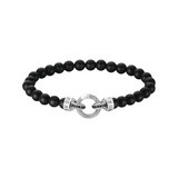 Thomas Sabo Blackened Sterling Silver 19cm Black Obsidian Beaded Bracelet
