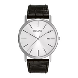 Bulova Classic Watch with Leather Strap and Silver-Tone Dial