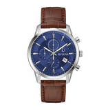 Bulova Sutton Watch with Leather Strap and Blue Dial