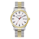 Caravelle Traditional Two Tone Watch with Expansion Strap and White Dial