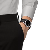 Tissot PR100 Black Dial Watch with Leather Strap