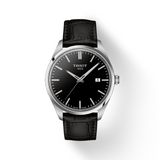 Tissot PR100 Black Dial Watch with Leather Strap