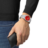 Tissot PRX Quartz Watch with Red Dial