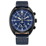 Citizen Sport Casual Weekender Watch with Navy Dial & Leather Strap