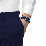 Tissot Stylist Blue Leather Strap Watch with Gradient Blue-Black Dial