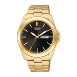 Citizen Quartz Gold Tone Watch with Black Dial