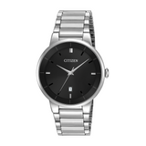 Citizen Silver Quartz Watch with Black Dial