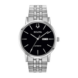 Bulova Automatic Silver-tone Watch with Black Dial