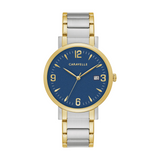 Caravelle Two-Tone Dress Watch with Blue Dial