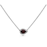 18K White Gold 0.14ctw Diamond & Pear Shaped Ruby Halo Pendant on Chain