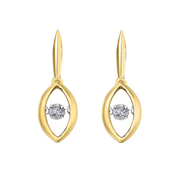 10K Yellow Gold Diamond Pulse Dangle Earrings