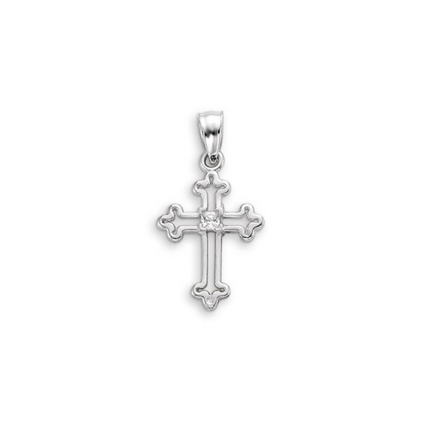 10K Faith Cross Pendant with Cubic Zirconia