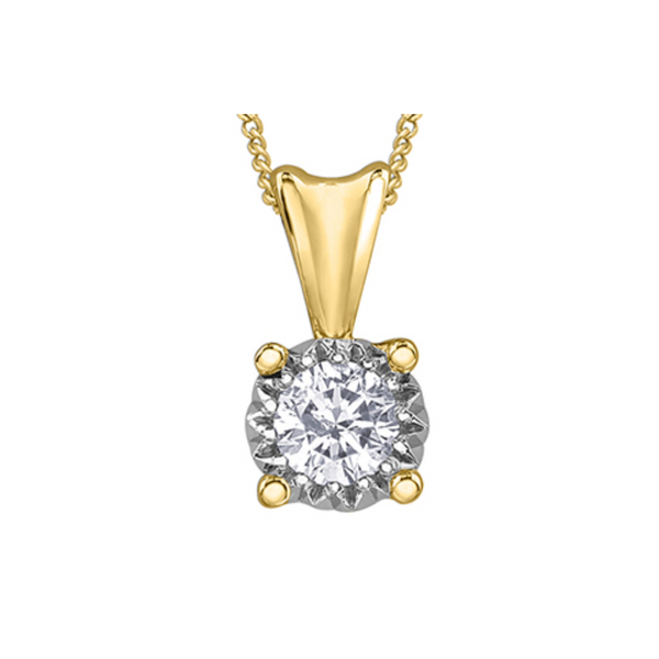10K Yellow Gold Diamond Illuminaire Pendant on Chain