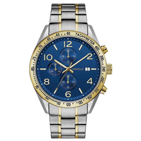 Caravelle by Bulova Blue Face Two-Tone Watch