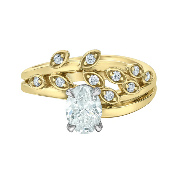 14K Yellow Gold 1.15ctw Canadian Diamond Fancy Leaf Ring