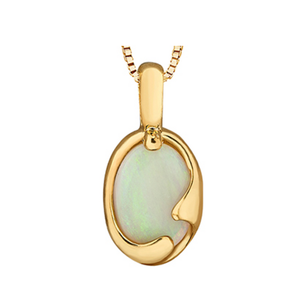 10k yellow gold oval pendant with chain