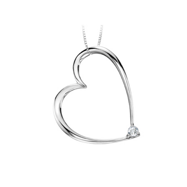 Sterling Silver Canadian Diamond Heart Shaped Pendant on Chain