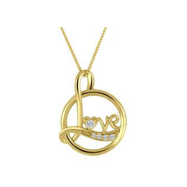 10K Yellow Gold Canadian Diamond "LOVE" Pendant on Chain