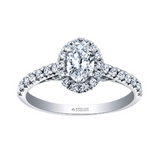 14K White Gold 1.00ctw Canadian Diamond Halo Ring with Underhead Accents
