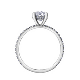 14K White Gold .784ctw Canadian Diamond Engagement Ring with Side Diamonds