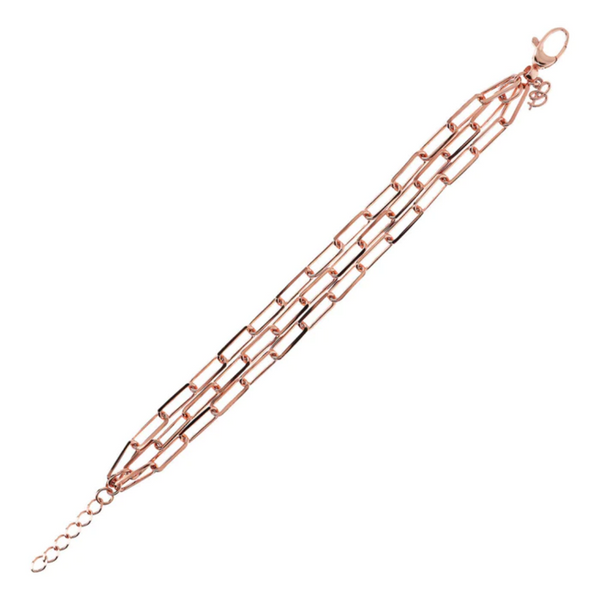 Bronzallure 18K Gold Plated Paperclip Link Multi Strand Bracelet