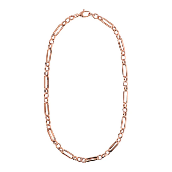 Bronzallure 18K Rose Gold Plated Polished Rolo Link Necklace