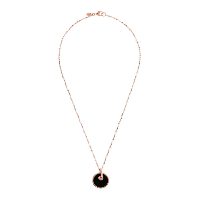 Bronzallure 18K Rose Gold Plated Necklace with Button Pendant