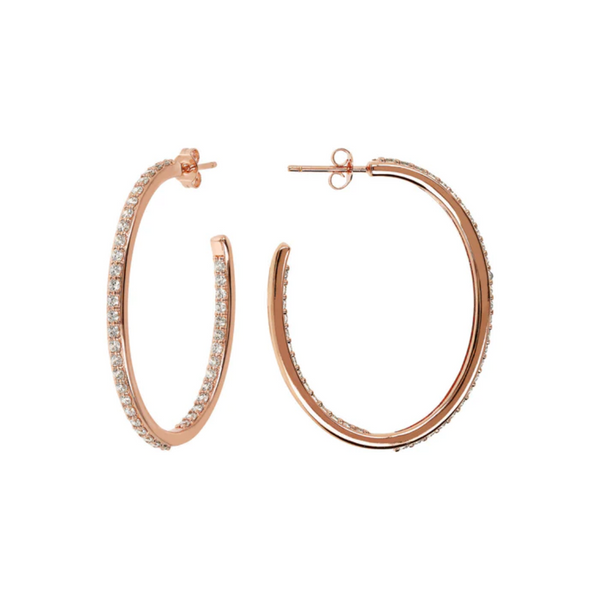 Bronzallure 18K Rose Gold Plated Oval Hoop Earrings