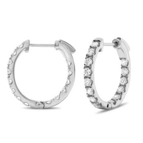 14K White Gold 3.00ctw Diamond In-Out Hoop Earrings