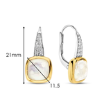 TI SENTO Mother of Pearl & Cubic Zirconia Dangle Hoops