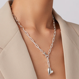 Jenny Bird Puffy Heart High Polish Silver Necklace