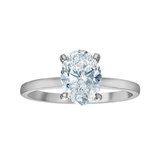 14K White Gold 1.64ctw Oval Lab Grown Ring With Hidden Halo