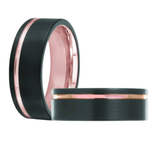 Black Tungsten and Rose Gold Plated 8mm Size 9 Wedding Band