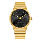 Citizen Eco-Drive Gold Tone Watch with Black Dial