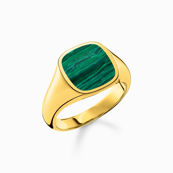 Thomas Sabo 18k Yellow Gold Plated Green Stone Ring