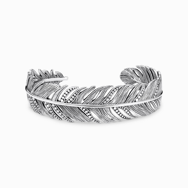 Thomas Sabo Blackened Sterling Silver Feather Bangle