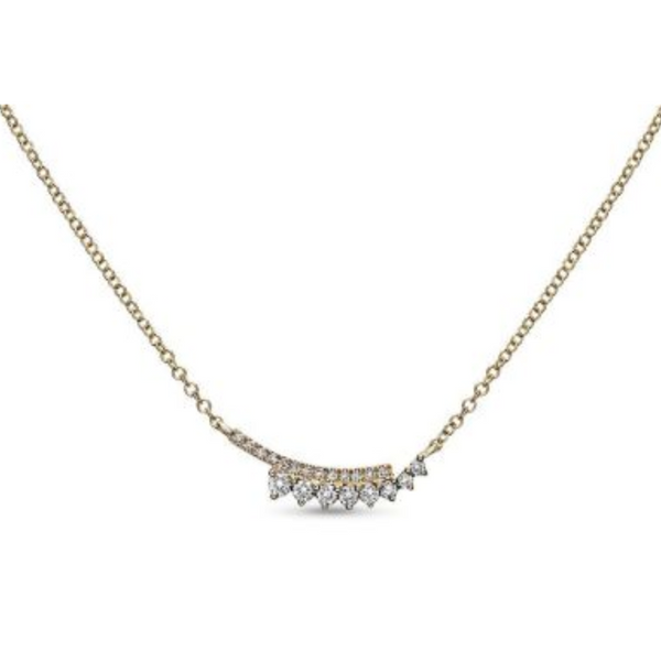 14K Yellow Gold Diamond Crossover Necklace with Adjustable Chain