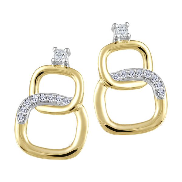 10K Yellow Gold Canadian Diamond Interlocking Squares Earrings