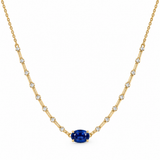 14K Yellow Gold .22CTW Diamond & Sapphire Necklace