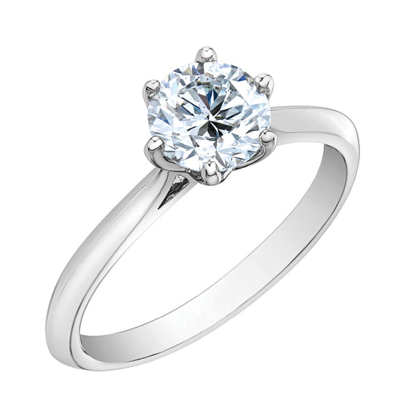 18K Palladium White Gold 6 Claw 1.00ctw Canadian Solitaire Ring
