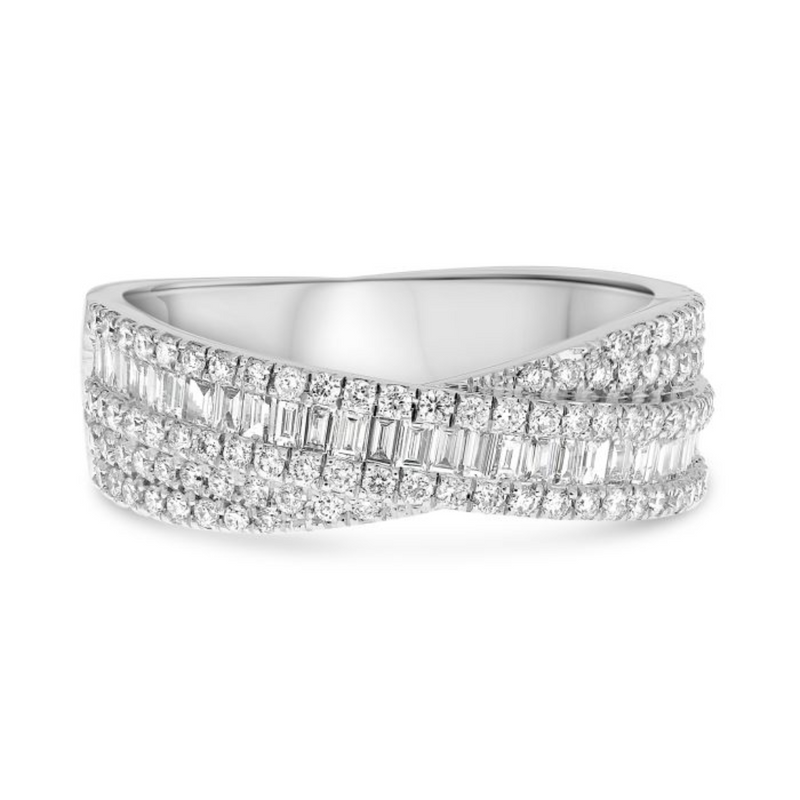 14K White Gold .80CTW Diamond Crossover Ring