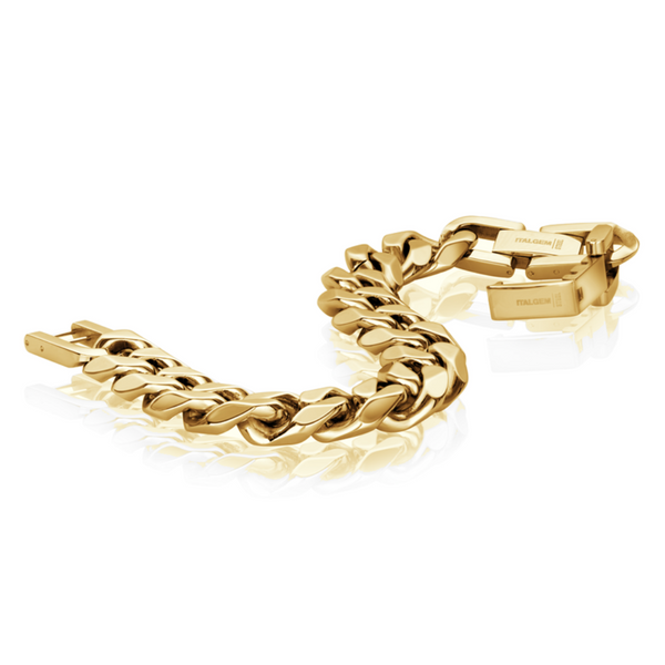 Italgem Yellow Gold Plated Polished Curb Link Bracelet