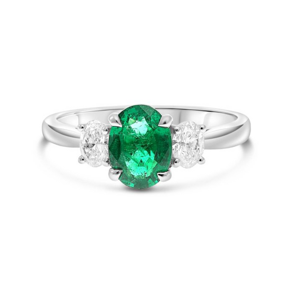 Platinum Diamond & Emerald Ring